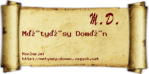 Mátyásy Domán névjegykártya
